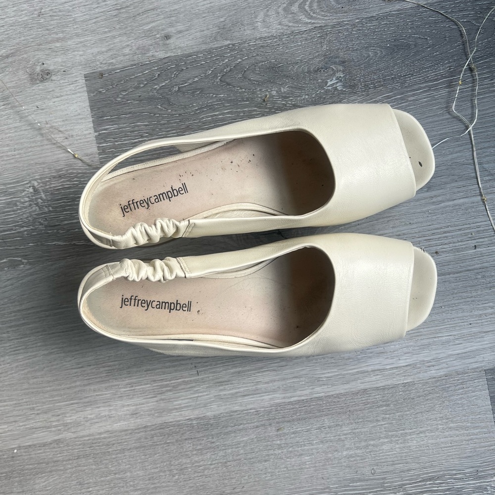 Jeffrey Campbell Cream Leather Slingbacks